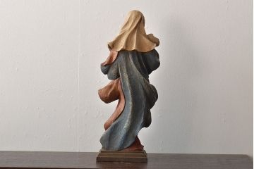 東欧ヴィンテージ　聖母マリア像　木彫(キリストイコン画、ビンテージ)(R-044212)