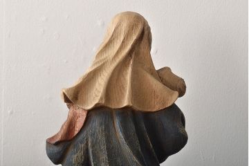東欧ヴィンテージ　聖母マリア像　木彫(キリストイコン画、ビンテージ)(R-044212)