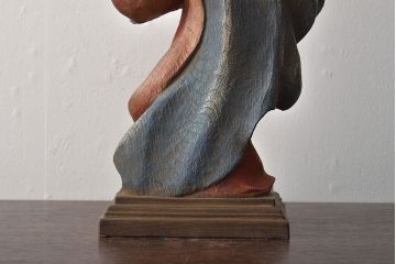 東欧ヴィンテージ　聖母マリア像　木彫(キリストイコン画、ビンテージ)(R-044212)