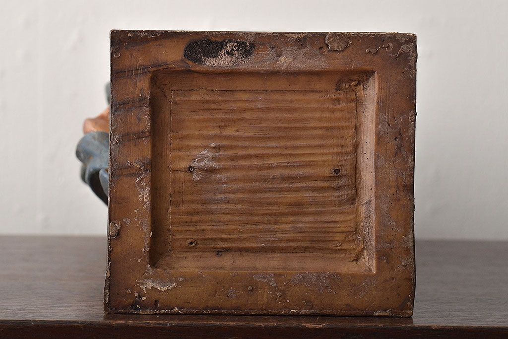 東欧ヴィンテージ　聖母マリア像　木彫(キリストイコン画、ビンテージ)(R-044212)