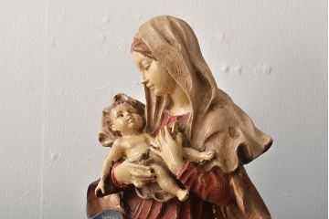 東欧ヴィンテージ　聖母マリア像　木彫(キリストイコン画、ビンテージ)(R-044212)