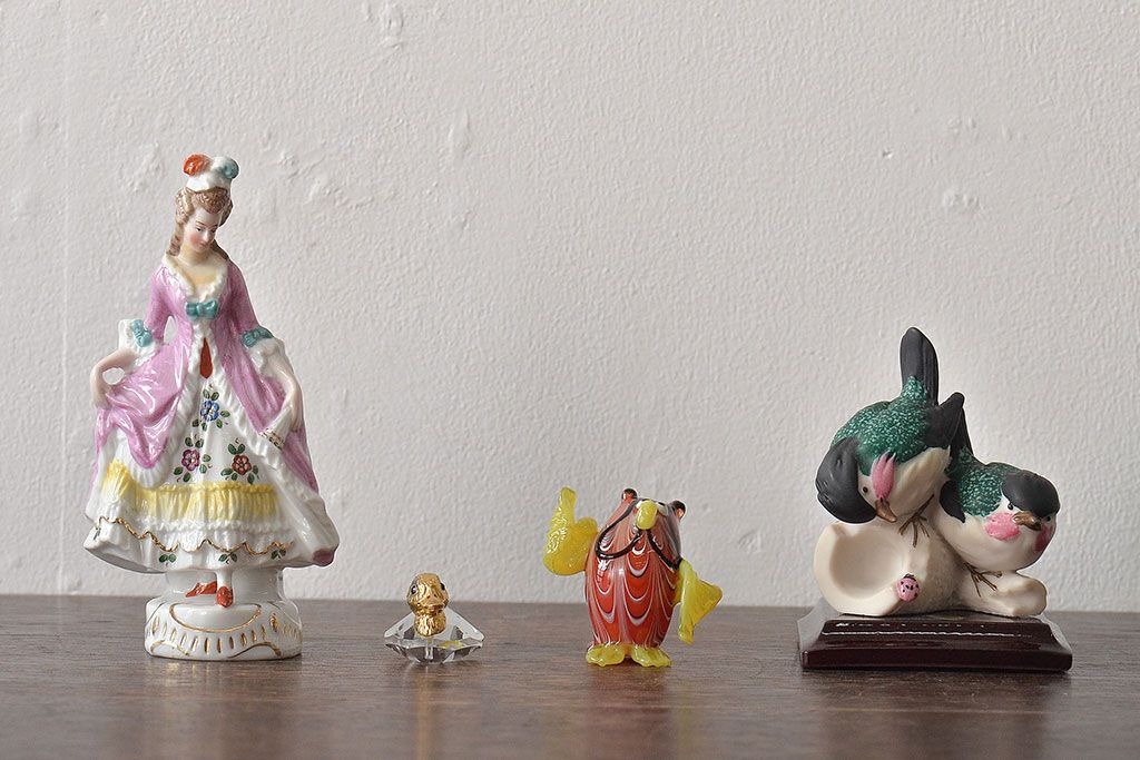 中古　イタリア　ドイツ　Richard Ginori(リチャードジノリ)など　フィギュリンセット(ディスプレイ、ベネチアンガラス?)(R-044214)