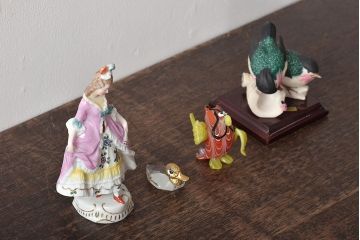 中古　イタリア　ドイツ　Richard Ginori(リチャードジノリ)など　フィギュリンセット(ディスプレイ、ベネチアンガラス?)(R-044214)