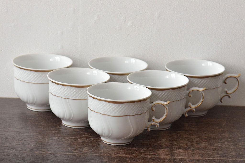 中古　ハンガリー　HOLLOHAZA(ホロハーザ)　Pannonia(パノニア)　カップ&ソーサー6客セット(洋食器)(R-044215)