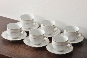 中古　ハンガリー　HOLLOHAZA(ホロハーザ)　Pannonia(パノニア)　カップ&ソーサー6客セット(洋食器)(R-044215)
