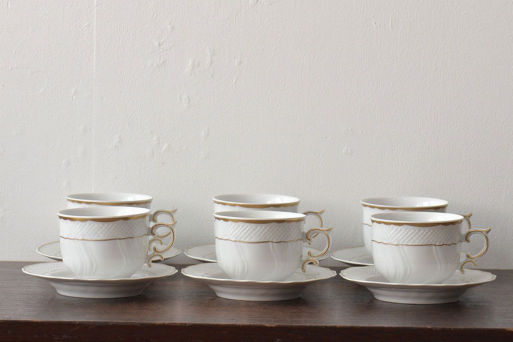 中古　ハンガリー　HOLLOHAZA(ホロハーザ)　Pannonia(パノニア)　カップ&ソーサー6客セット(洋食器)(R-044216)