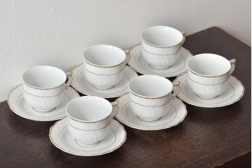 中古　ハンガリー　HOLLOHAZA(ホロハーザ)　Pannonia(パノニア)　カップ&ソーサー6客セット(洋食器)(R-044216)