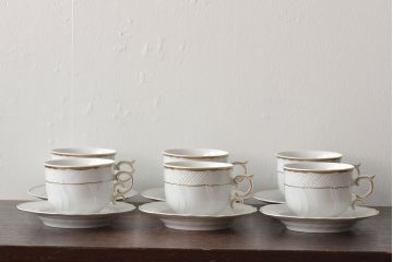 中古　ハンガリー　HOLLOHAZA(ホロハーザ)　Pannonia(パノニア)　カップ&ソーサー6客セット(洋食器)(R-044216)