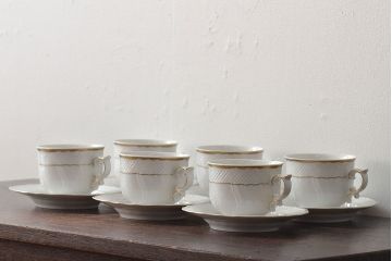 中古　ハンガリー　HOLLOHAZA(ホロハーザ)　Pannonia(パノニア)　カップ&ソーサー6客セット(洋食器)(R-044216)