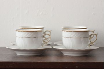 中古　ハンガリー　HOLLOHAZA(ホロハーザ)　Pannonia(パノニア)　カップ&ソーサー4客セット(洋食器)(R-044217)