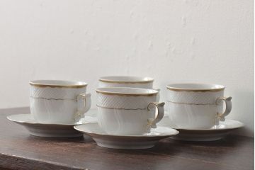 中古　ハンガリー　HOLLOHAZA(ホロハーザ)　Pannonia(パノニア)　カップ&ソーサー4客セット(洋食器)(R-044217)