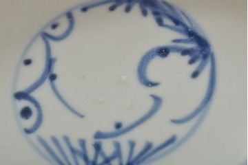 古民具　江戸期　古伊万里　染付　4.6寸深鉢2枚セット(深皿、和食器)(R-044219)