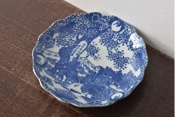 古民具　大正期　「天莫空勾践 時非無范蠡」　図変わり九寸印判皿(武者絵、大皿、和食器)(R-044220)