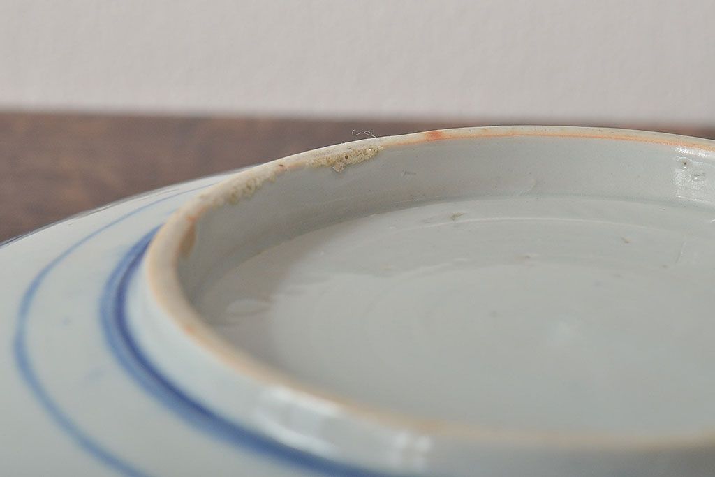 古民具　大正期　「天莫空勾践 時非無范蠡」　図変わり九寸印判皿(武者絵、大皿、和食器)(R-044220)