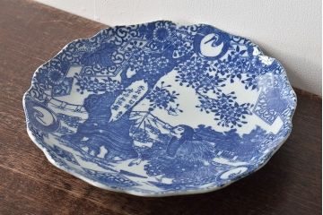 古民具　大正期　「天莫空勾践 時非無范蠡」　図変わり九寸印判皿(武者絵、大皿、和食器)(R-044220)
