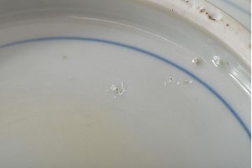 江戸〜明治　古伊万里　松竹梅文に鶴の図　染付深鉢(深皿)(R-044221)