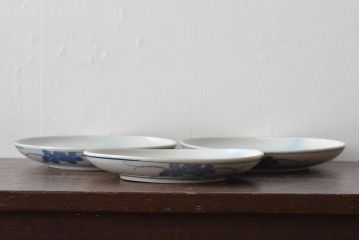 明治〜大正　鯉の図　図変わり6寸印判皿3枚(中皿)(R-044222)