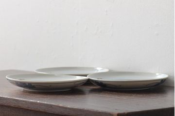 明治〜大正　鯉の図　図変わり6寸印判皿3枚(中皿)(R-044222)