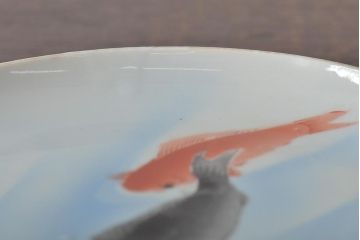 明治〜大正　鯉の図　図変わり6寸印判皿3枚(中皿)(R-044222)