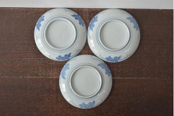 明治〜大正　鯉の図　図変わり6寸印判皿3枚(中皿)(R-044222)