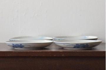 明治〜大正　鯉の図　図変わり6寸印判皿4枚(中皿)(R-044223)