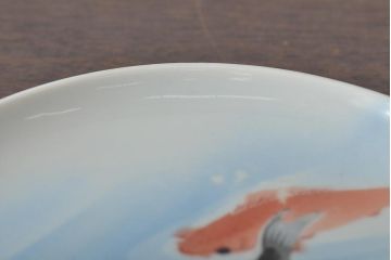 明治〜大正　鯉の図　図変わり6寸印判皿4枚(中皿)(R-044223)
