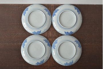 明治〜大正　鯉の図　図変わり6寸印判皿4枚(中皿)(R-044223)