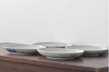 明治〜大正　鯉の図　図変わり6寸印判皿4枚(中皿)(R-044224)