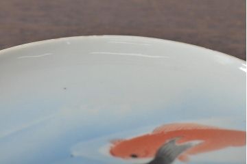 明治〜大正　鯉の図　図変わり6寸印判皿4枚(中皿)(R-044224)