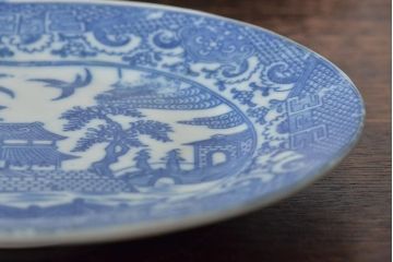 大正期　桜閣花鳥図　楕円印判皿5枚(和食器)(R-044227)