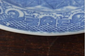 大正期　桜閣花鳥図　楕円印判皿5枚(和食器)(R-044228)