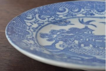 大正期　桜閣花鳥図　楕円印判皿5枚(和食器)(R-044228)