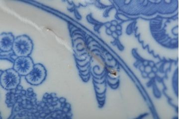 大正期　桜閣花鳥図　楕円印判皿5枚(和食器)(R-044228)