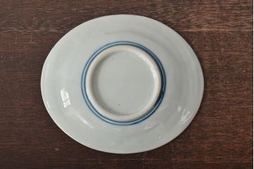 大正期　桜閣花鳥図　楕円印判皿5枚(和食器)(R-044228)