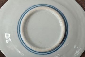 大正期　桜閣花鳥図　楕円印判皿5枚(和食器)(R-044228)