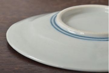 大正期　桜閣花鳥図　楕円印判皿5枚(和食器)(R-044228)