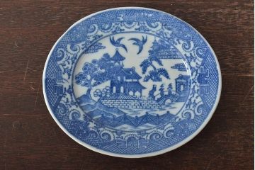 大正期　桜閣花鳥図　楕円印判皿4枚(和食器)(R-044229)