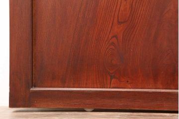 アンティーク建具　大正昭和初期　総ケヤキ材一枚板!　漆塗り　力強い杢目が魅力の板戸2枚セット(帯戸、引き戸、建具)(R-044237)