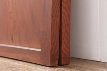 アンティーク建具　大正昭和初期　総ケヤキ材一枚板!　漆塗り　力強い杢目が魅力の板戸2枚セット(帯戸、引き戸、建具)(R-044237)