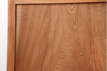 アンティーク建具　大正昭和初期　総ケヤキ材一枚板!　漆塗り　力強い杢目が魅力の板戸2枚セット(帯戸、引き戸、建具)(R-044237)