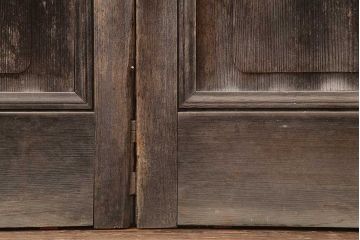 アンティーク建具　昭和初期　腰板ケヤキ材　高さもたっぷりある大きなガラス戸4枚セット(引き戸、建具)(R-044238)