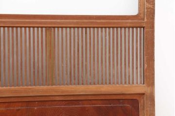 ビンテージ建具　昭和中期　腰板ケヤキ材　品のある佇まいのガラス入り格子戸4枚セット(引き戸、建具)(R-044239)