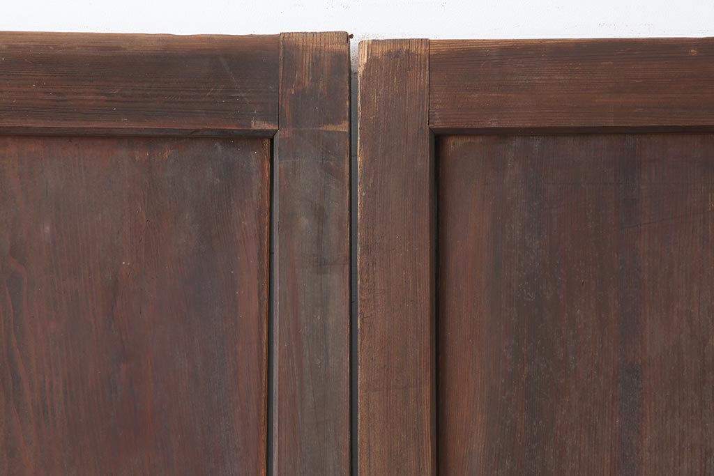 アンティーク建具　和製アンティーク　明治大正期　和モダンスタイルにぴったりな格子帯戸2枚セット　(R-044240)