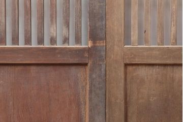 アンティーク建具　和製アンティーク　明治大正期　和モダンスタイルにぴったりな格子帯戸2枚セット　(R-044240)