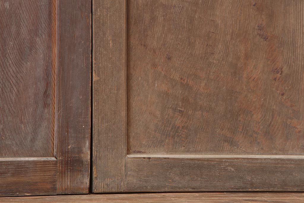 アンティーク建具　和製アンティーク　明治大正期　和モダンスタイルにぴったりな格子帯戸2枚セット　(R-044240)