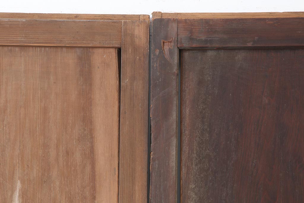 アンティーク建具　和製アンティーク　明治大正期　和モダンスタイルにぴったりな格子帯戸2枚セット　(R-044240)