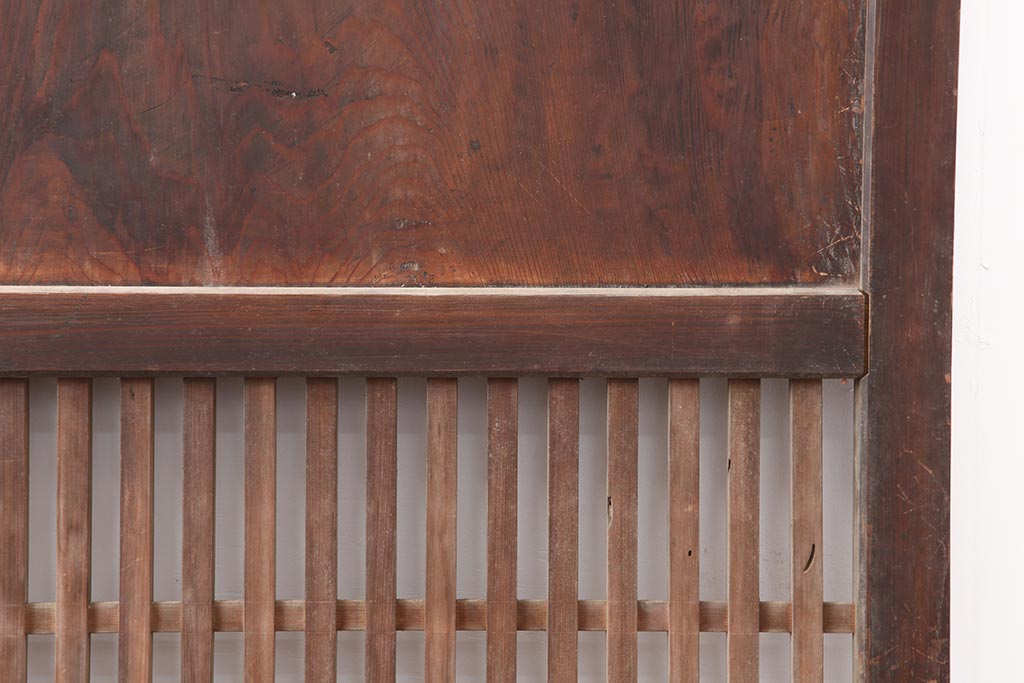 アンティーク建具　和製アンティーク　明治大正期　和モダンスタイルにぴったりな格子帯戸2枚セット　(R-044240)