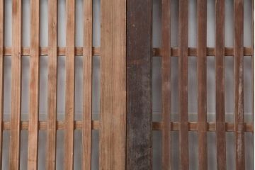 アンティーク建具　和製アンティーク　明治大正期　和モダンスタイルにぴったりな格子帯戸2枚セット　(R-044240)
