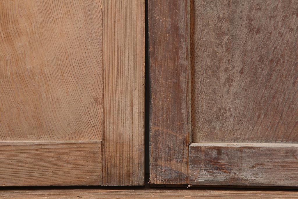 アンティーク建具　和製アンティーク　明治大正期　和モダンスタイルにぴったりな格子帯戸2枚セット　(R-044240)