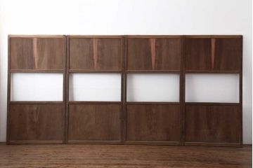 アンティーク建具　明治大正期　帯部分のガラスがお好みで作れるガラス帯戸4枚セット(引き戸、建具)(R-044241)